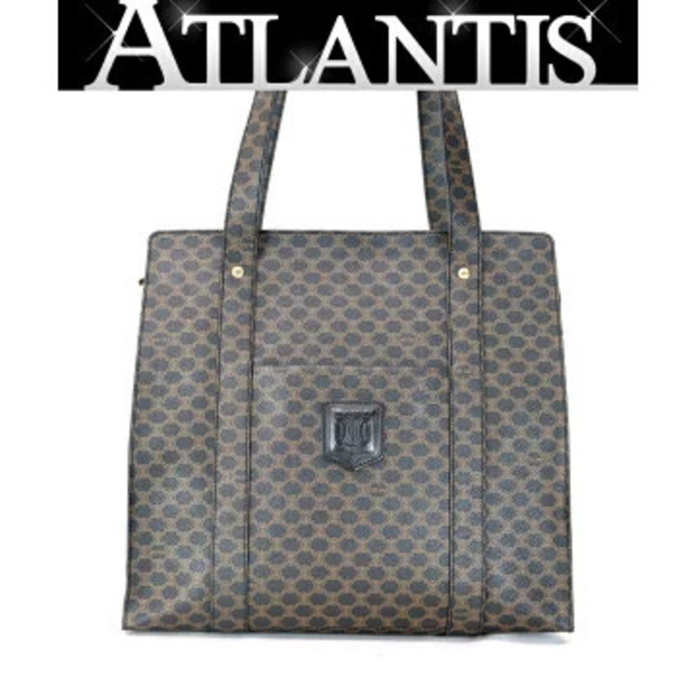 Celine Macadam shoulder tote bag black leather